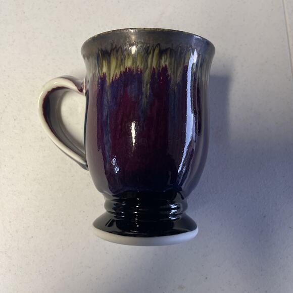 Edgecomb Potters ART POTTERY Mug LARGE Maroon Blue Drip Glaze - Picture 5 of 15